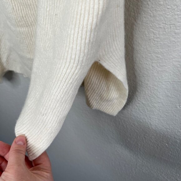 Vince Ribbed Ivory Wool Cashmere Blend Sleeveless Mock Neck Sweater Large - Picture 4 of 11